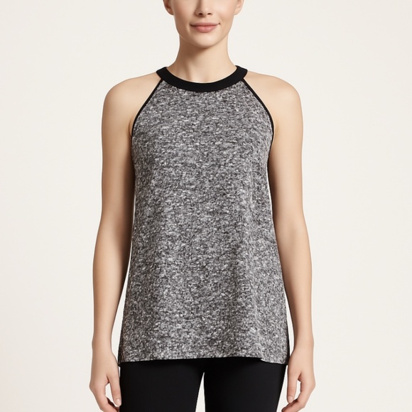 NWOT Kenneth Cole Halter Top Blouse Size M Sleeveless Sequin Print Gray Black - Picture 1 of 9
